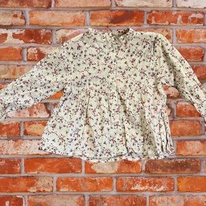 Long Sleeve Floral Shirt for Baby Girl, Button down, 6-9 months, Mango Kids